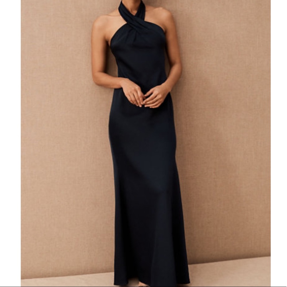 BHLDN Ruby Satin Charmeuse Dress in Midnight